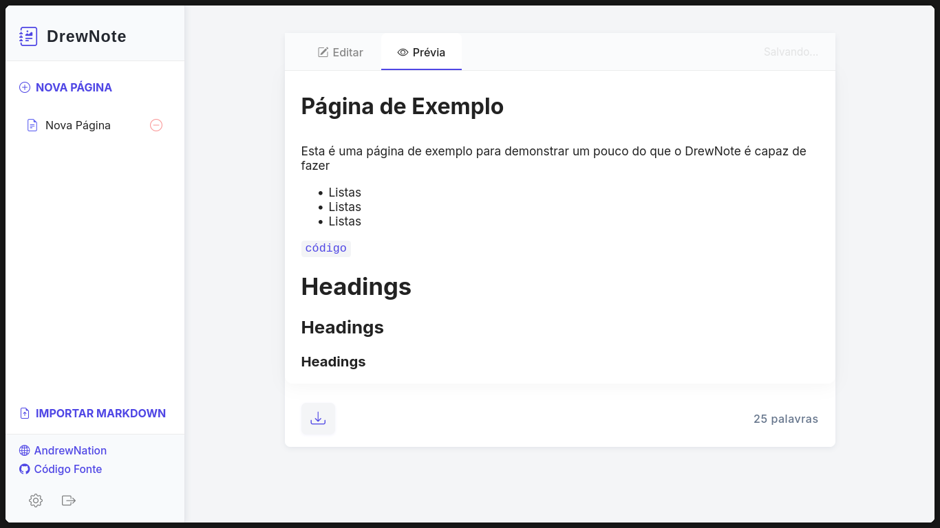 Editor no modo preview